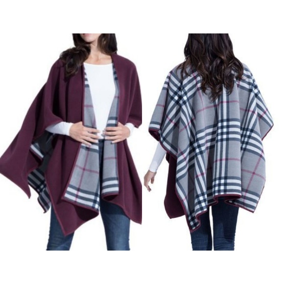 Woolrich Accessories - woolrich reversible blanket wrap shawl burgundy